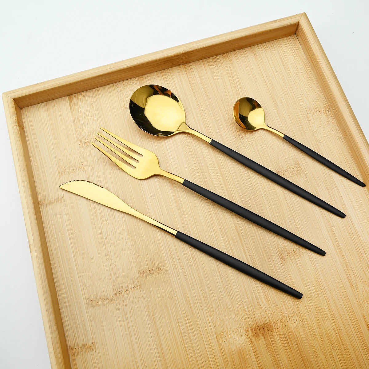 24Pcs/Set Stainless Steel Dinnerware Set Mix Gold Cutlery Set Dinner Knife Fork Coffee Spoon Tableware Kitchen Silverware Sets