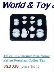 15Pcs 1:12 Miniature Porcelain Tea Cup Set Chintz Flower Tableware Kitchen Dollhouse Furniture Toys For Children