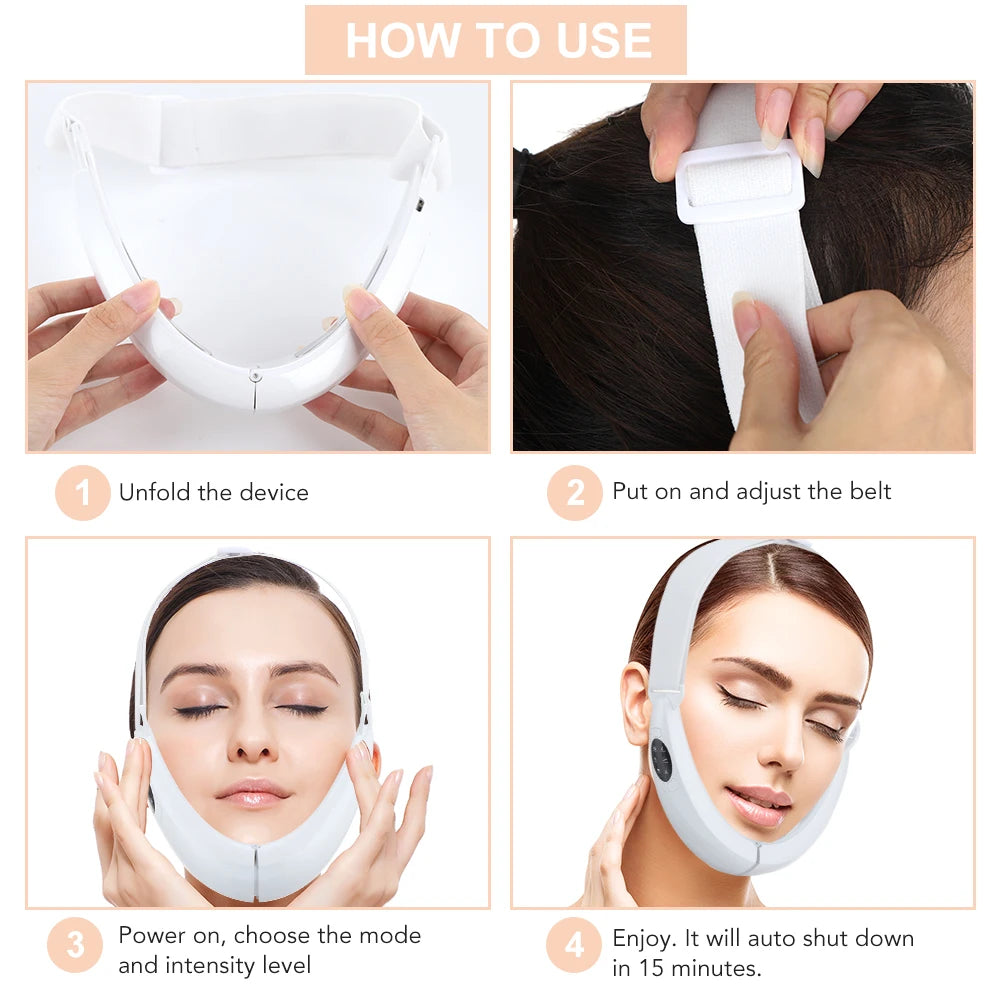 V Face Facial Machine Electric V-Line Up Lift Belt Face Massage LED Face Skin Lifting Firming Beauty Device Double Chin Reducer