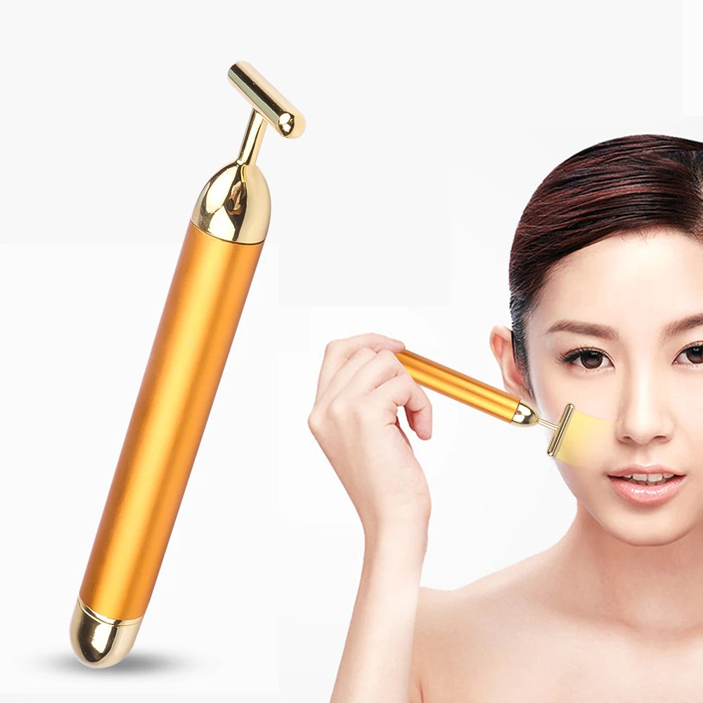 3D Electric Gold Roller Massage Roller Face Lift Beauty Instrument Facial Massager Facial Stick Beauty Skin Care Vibrating Tool
