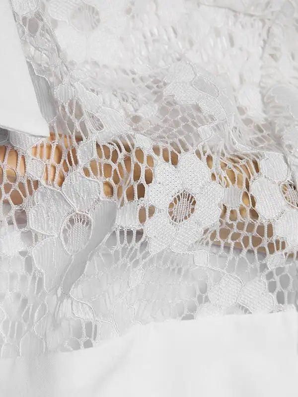 INCERUN Men Shirt Lace Mesh Patchwork Lapel Short Sleeve Streetwear See Through Sexy Camisas Summer 2024 Party Men Clothing