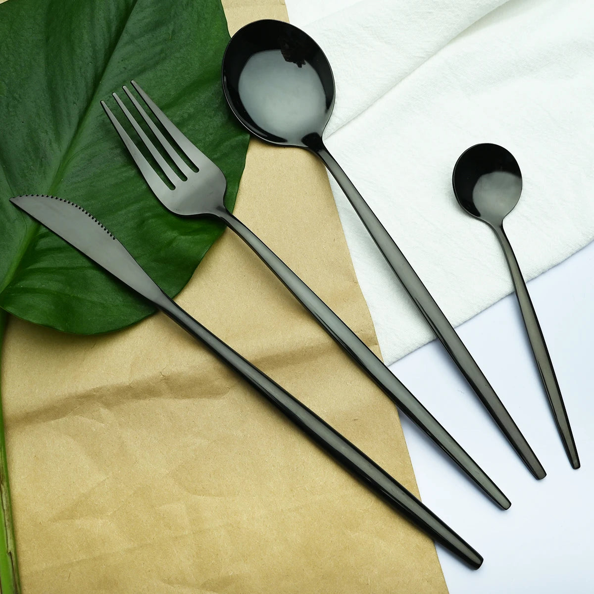 24Pcs/Set Stainless Steel Dinnerware Set Mix Gold Cutlery Set Dinner Knife Fork Coffee Spoon Tableware Kitchen Silverware Sets