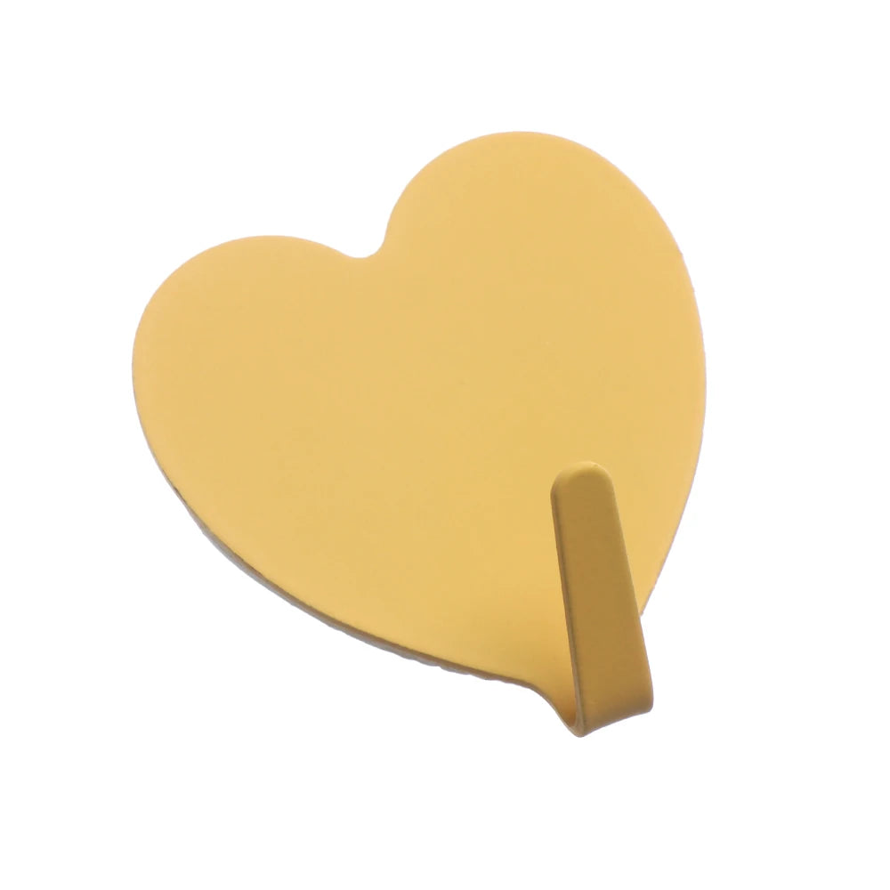 1pc Metal Heart-shaped  Cartoon Chef Shape Strong Adhesive Paste Wall Bearing Kitchen Hook No Trace Waterproof Bathroom Supplies