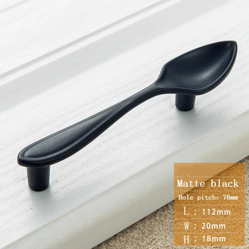 Creative Cutlery Furniture Cabinet Handle Knife And Fork Spoon Black Cupboard Kitchen Knobs Drawer Door Pull 76 Hole Distance