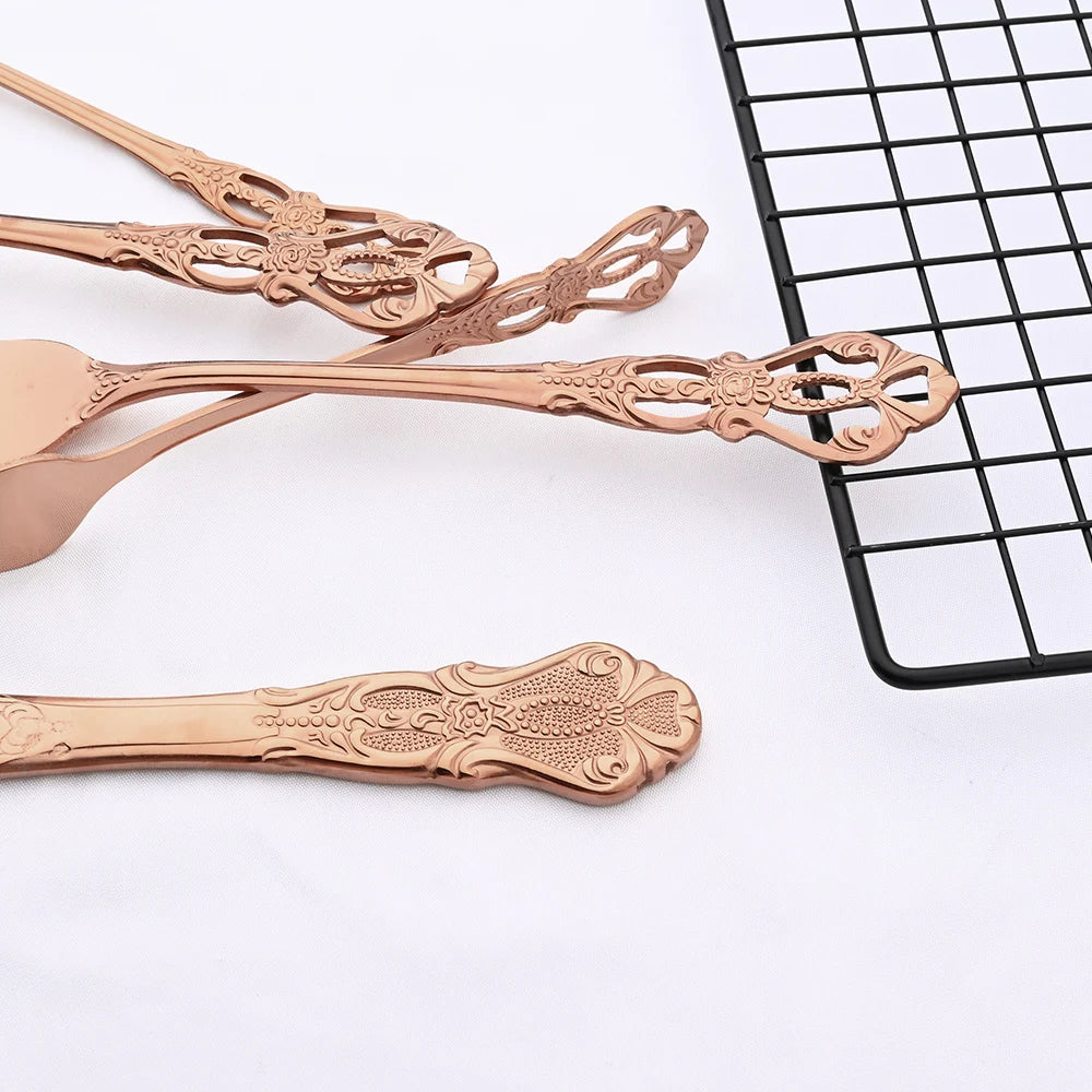 Royal Flatware Cutlery Set Silver Stainless Steel Dinnerware Western KnifeTea Spoon Fork Silverware Tableware Kitchen Set