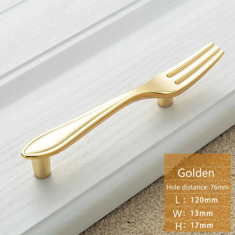 Creative Cutlery Furniture Cabinet Handle Knife And Fork Spoon Black Cupboard Kitchen Knobs Drawer Door Pull 76 Hole Distance