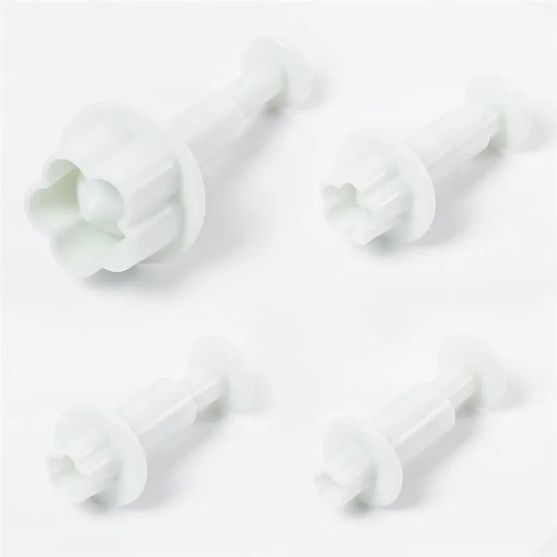 4Pcs/Set Plum Blossom Flower Plunger Fondant Cutter Sugarcraft Cake Decorating Tools DIY Cookie Baking Accessories Kitchen