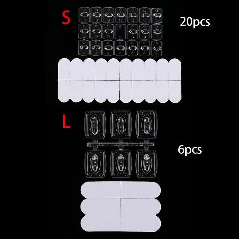 Wall Transparent Removable Hook Strong Seemless Cable Clamp Adhesive Wall Hooks Rack Bathroom Kitchen Towel Key Hanger 20/6PCS