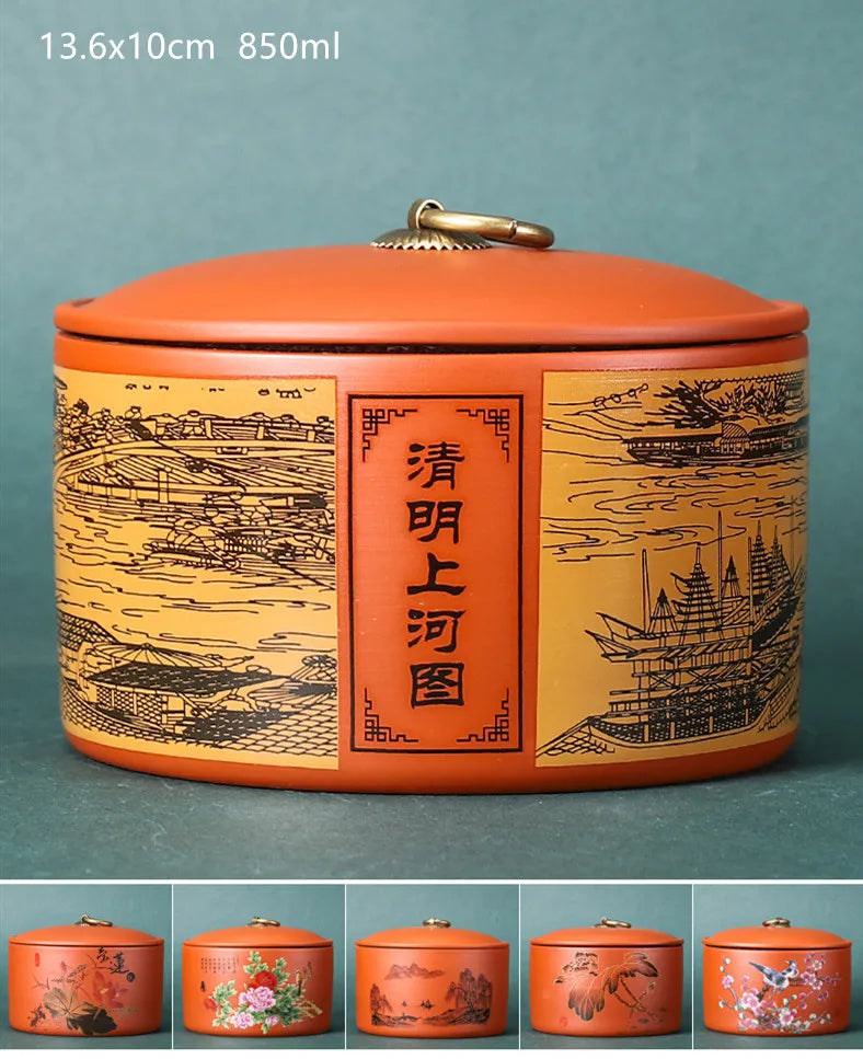 Antique Purple Clay Tea Caddy Nut Coffee Moisture-proof Jars Spice Airtight Container Home Storage Cans Kitchen Accessories
