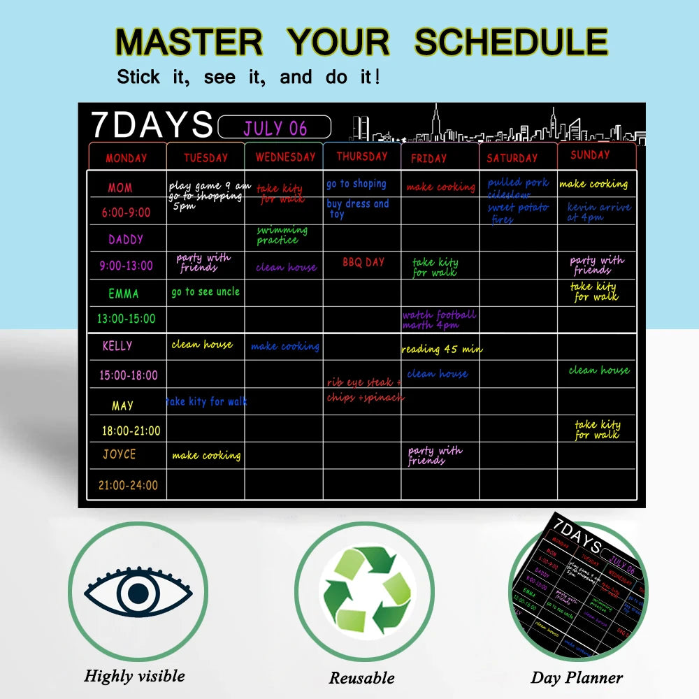 Magnetic Dry Erase Calendar Set 16x12'' Whiteboard Weekly Planner Organizer A3 White Board for Refrigerator Fridge Kitchen Home