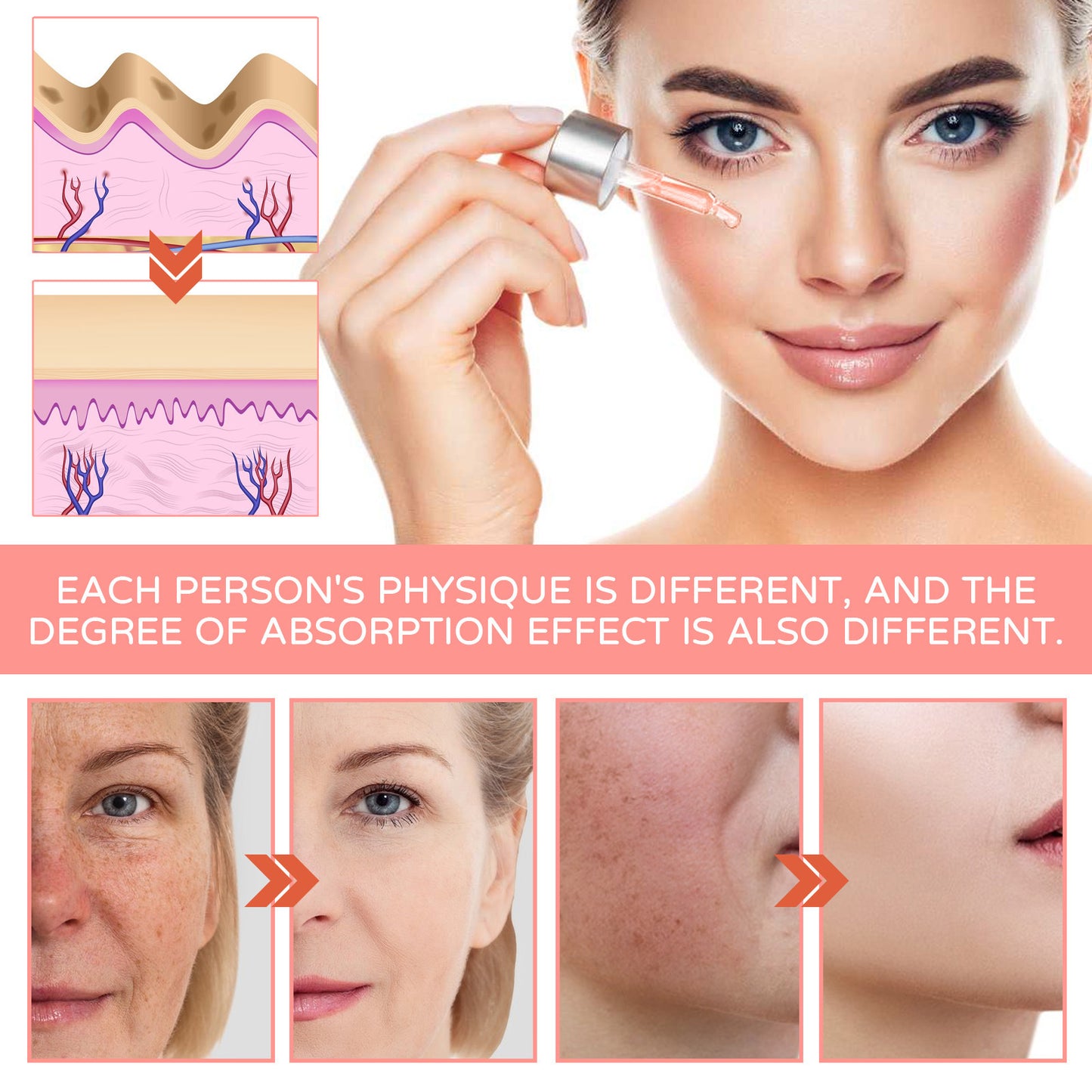 5 In 1 Facial Serum Fade Fine Lines Firming Skin Shrink Pores Moisturizing Brightning Vitamin C Hyaluronic Acid Face Serum