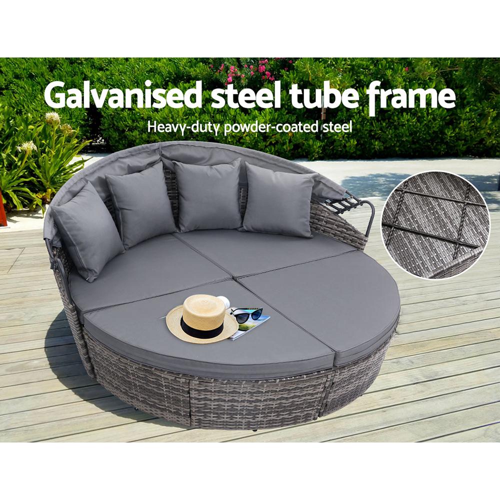 Gardeon Sun Lounge Setting Wicker Lounger Day Bed Outdoor Furniture