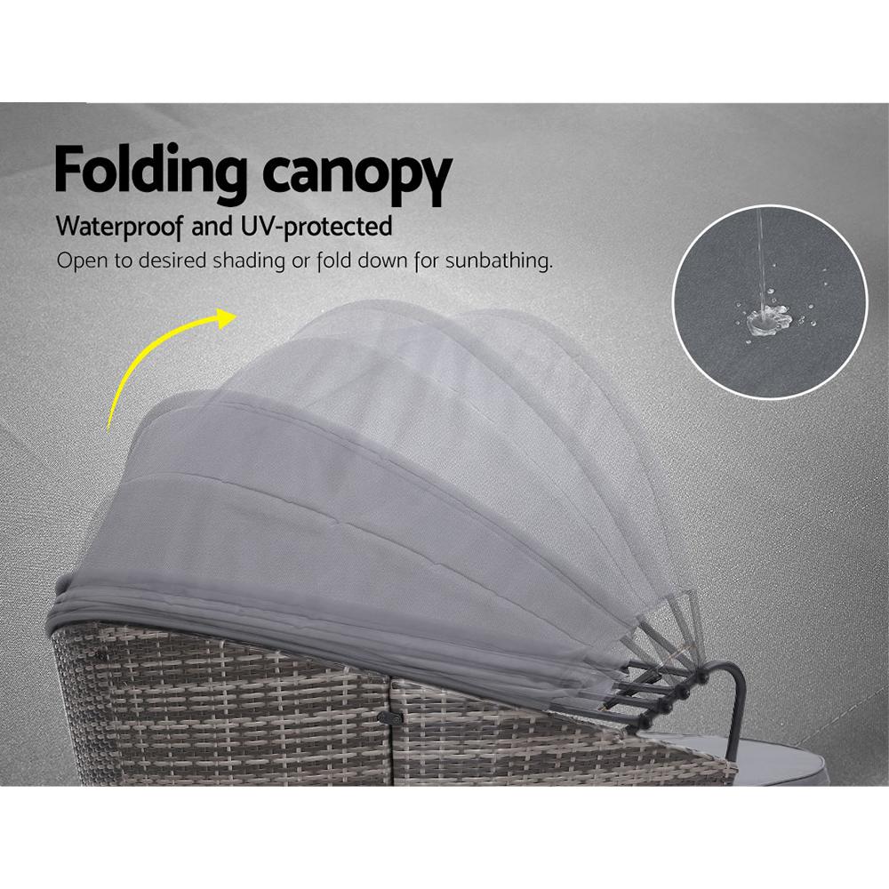 Gardeon Sun Lounge Setting Wicker Lounger Day Bed Outdoor Furniture