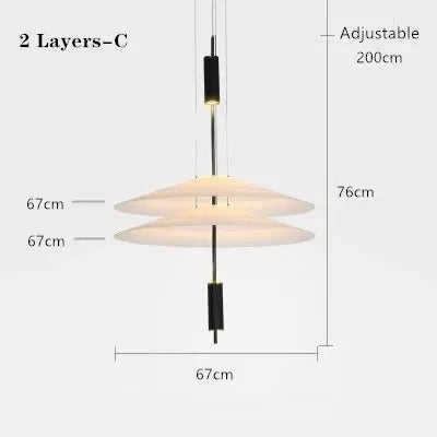 Postmodern LED Pendant Lamp Flying Saucer Indoor Decor Acrylic Chandelier Dining Table Bar Living Room Kitchen UFO Hanging Light
