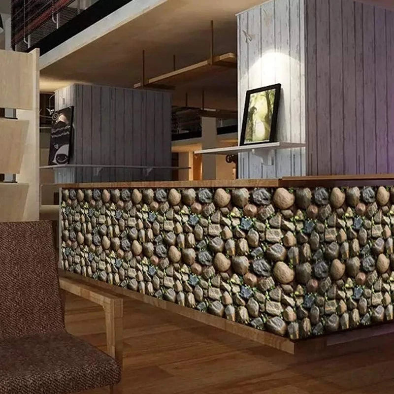 Self-Adhesive Wallpaper Brown Stone Brick Wallpaper Fireplace Kitchen Backsplash Peel and Stick Wallpaper Stick on Wallcovering