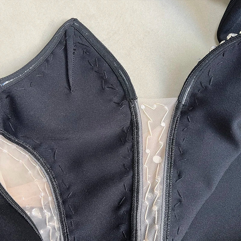 Factory Wholesale Women's Black Diamond Strapless High-End Luxury Sexy Celebrity Cocktail Party Bandage Long Dress