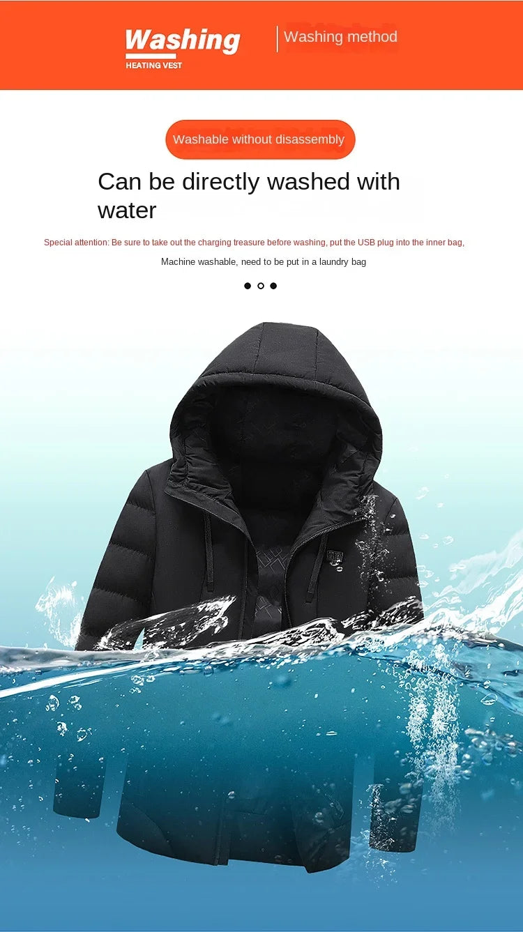 11 Zone Heating Jacket Vest Men Electric Heating Padded Jacket Usb Heating Clothes Outdoor Women Cold-proof Warm Ski Down Jacket