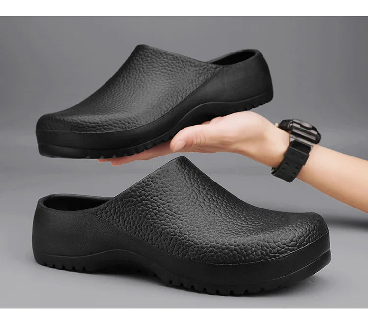 Eyriphy Kitchen Waterproof Slippers For Men Work Garden Shoes Non-Slips Rubber Mules Mens Fishing Slides Casual Cozy Home Sandal