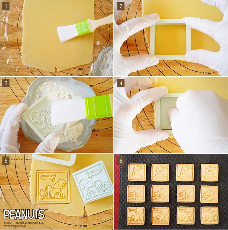 3pcs Snoopy Cookies Cutters Plastic Cartoon Pressable Biscuit Mold Cookie Mould Stamp Baking Pastry Kitchen Bakeware Tools Gift