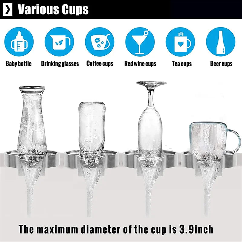 New Stainless Steel Cup Washer Glass Cleaner Bottle Washer Cup Cleaner for Kitchen Sink Restaurant Home Cafes