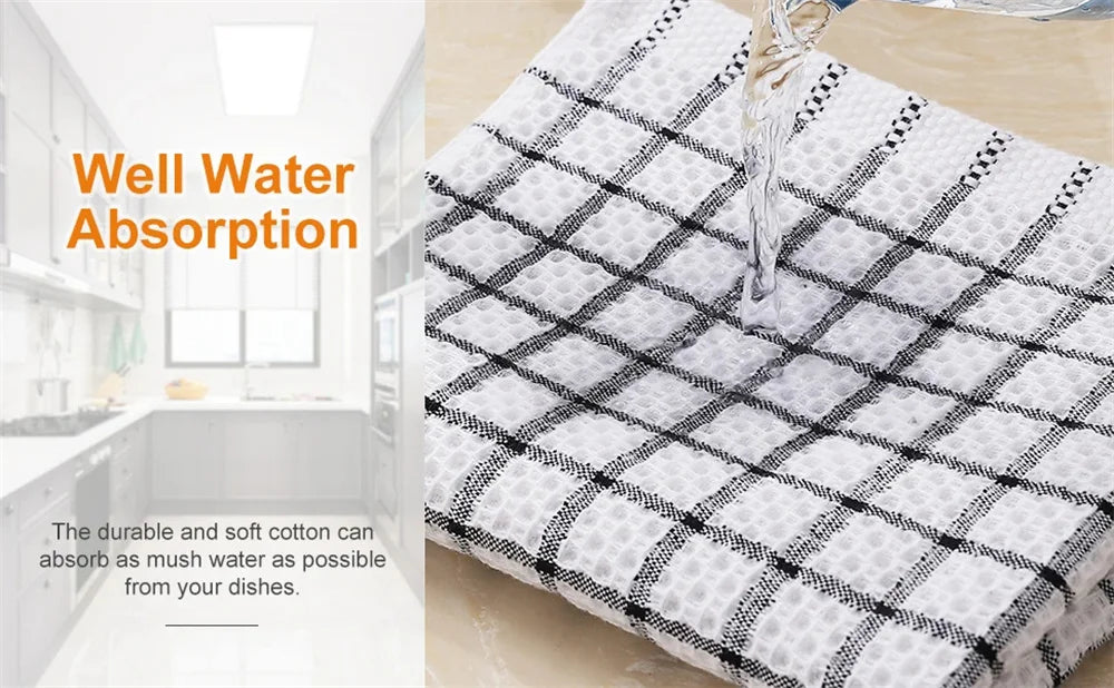 Homaxy 100% Cotton Kitchen Towel Soft Dishcloth Super Absorbent Kitchen Cloths Home Cleaning Scouring Towel Washing Dishes Cloth