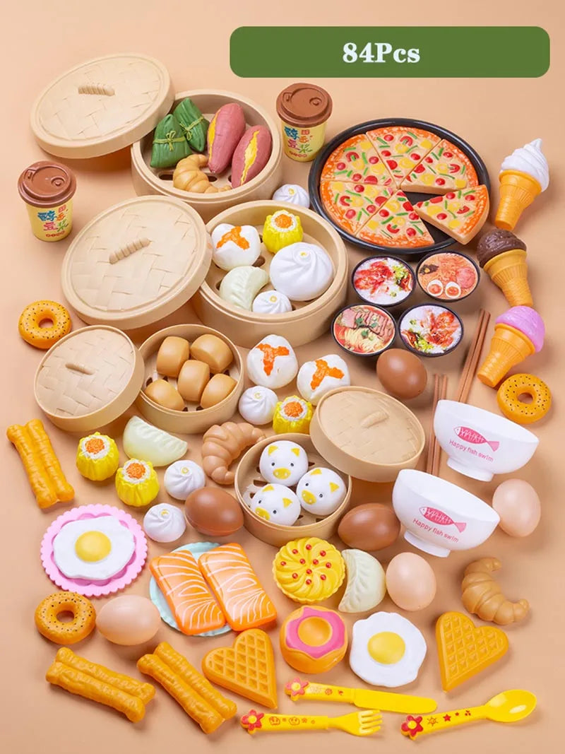 Chinese Breakfast Food Set Chinese Dim Sum Food Cooking Role Play Toys Kitchen Simulation Food Toys Girls Boys Children