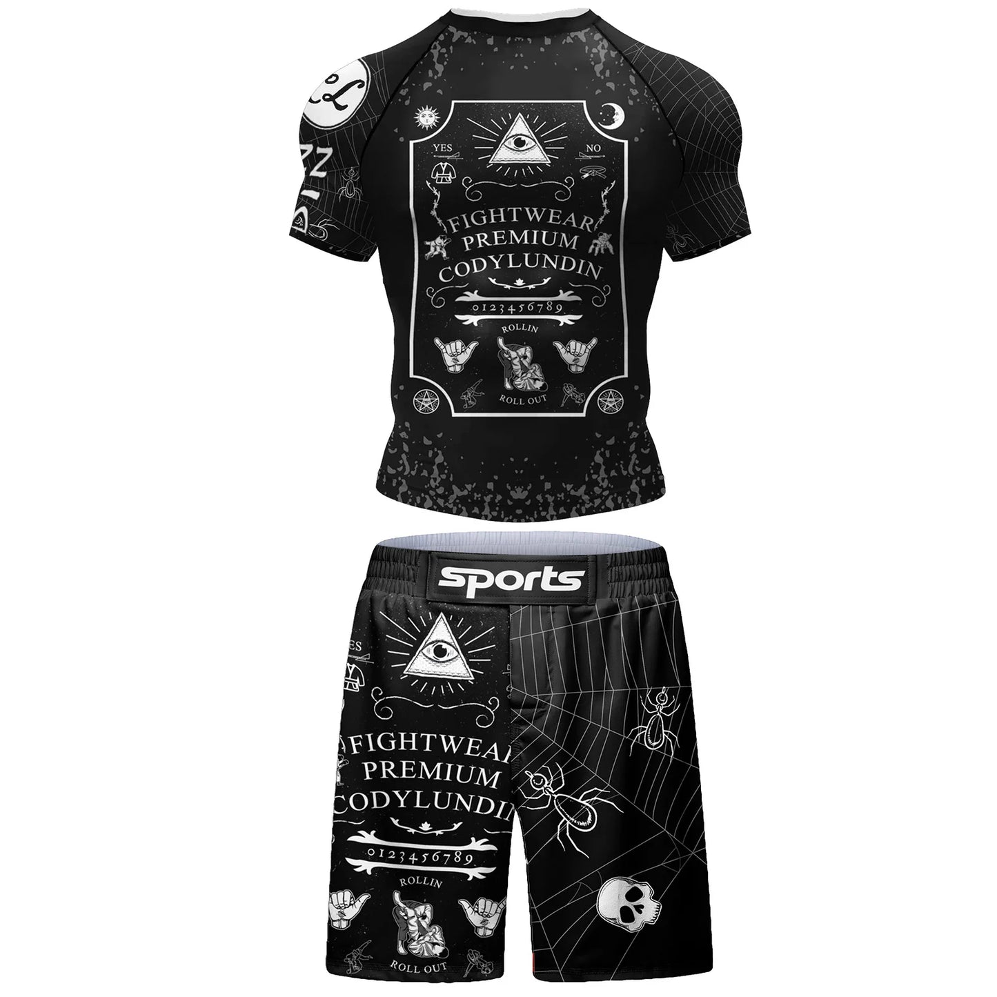 Popular Beach Surf Wear Short Sets For jiu jitsu Bjj No Gi Rashguard+Grappling Shorts Cool Westling stretchy Running Gym Clothes