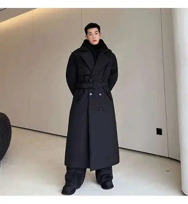 LUZHEN Winter Stylish Double Breasted Long Padded Coat Men's Original Design Thickened Knee-length Trench Trendy 2023 New Cac4db