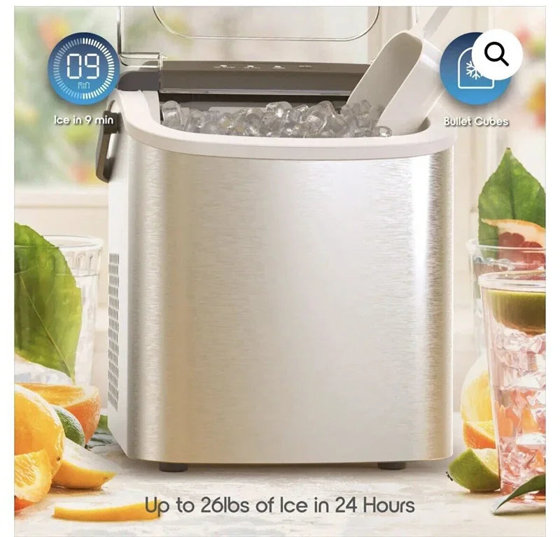 Electric Ice maker for Bar Home Kitchen Office bullet cylindrical Cube Maker via Scoop Automatic mini ice making Machine