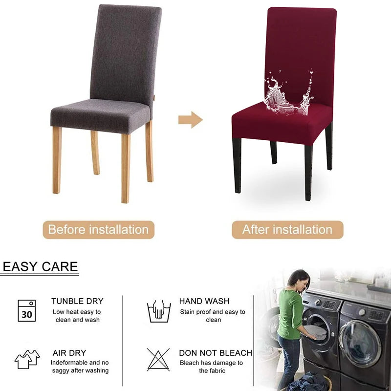 Waterproof Elastic Chair Cover For Dining Room Kitchen Wedding Hotel Banquet Restaurant Anti-dirty Seat Cover Dining Chair Cover