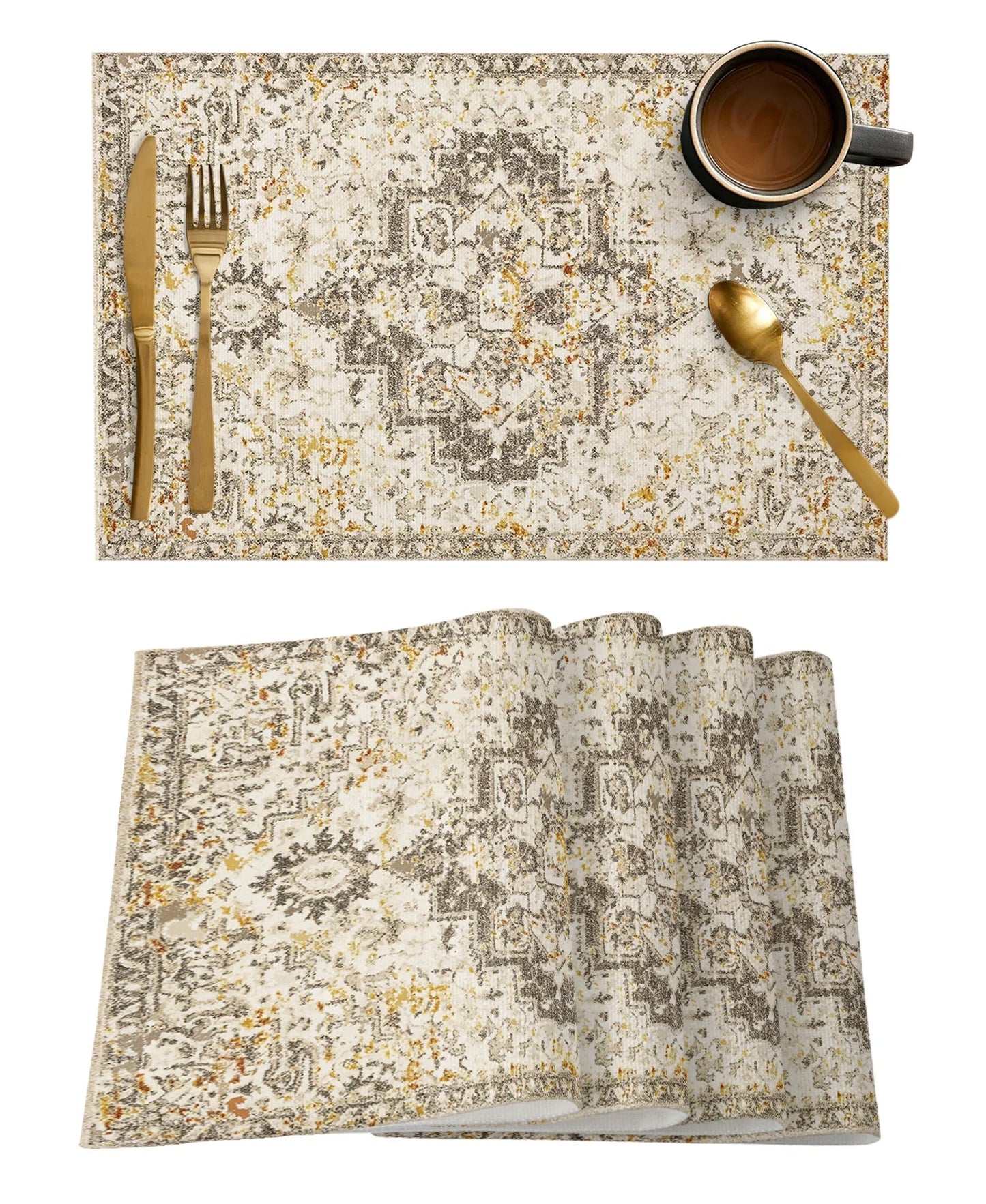 1Pcs Placemat Persian Rug Table Mat For Dining Table Kitchen Accessories Coffee Tea Coaster