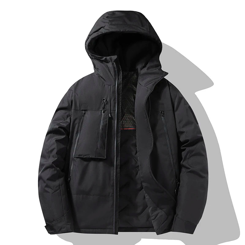 2024 New Winter Jacket Men Women Outdoor Ski Waterproof Graphene Warm Hooded Parka Male Street Casual Multi Pocket Padded Jacket