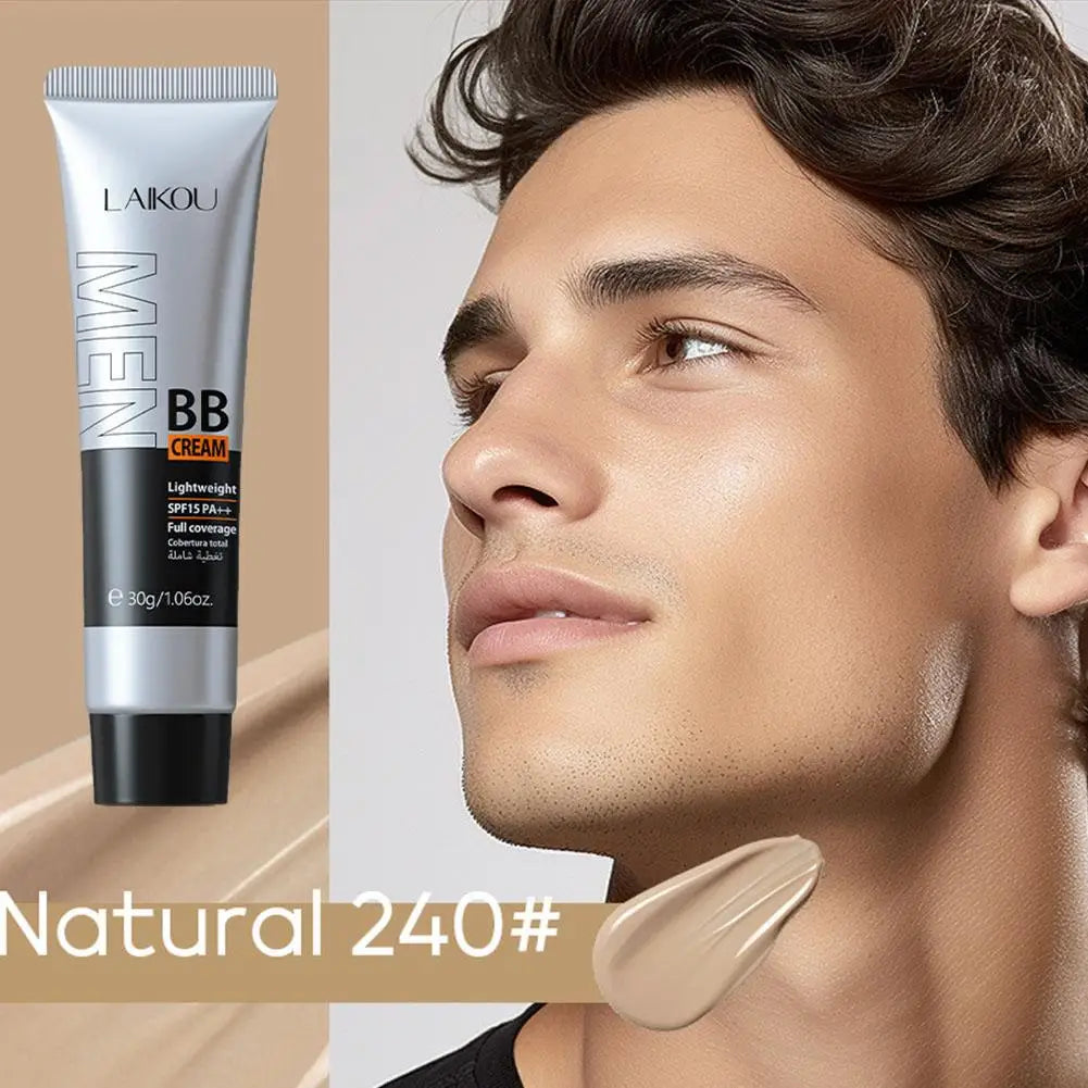 BB Cream For Men Full Coverage Facial Concealer Long Lasting Makeup Foundation Waterproof Men BB Liquid Foundation 30g