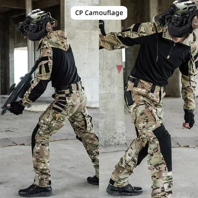Combat Shirts Hoodies Tops Men Airsoft Tactical Shirt 1/4 Zip Long Sleeve Paintball Camping Hunting Work Clothing Wear Resistant