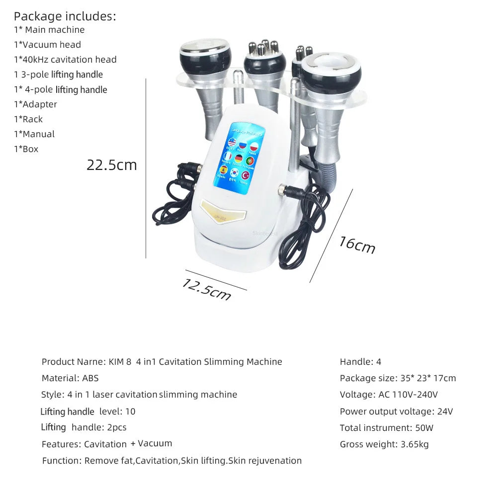 4 IN 140K Cavitation Ultrasonic Body Slimming Machine  Beauty Device Facial Massager Skin Tighten Face Lifting Vacuum Suction