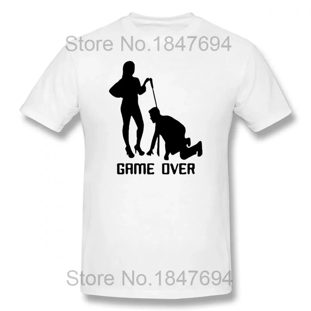 Game Over Bride Groom Bachelor Party T Shirt Funny Tshirt Mens Clothing Short Sleeve Camisetas T-shirt