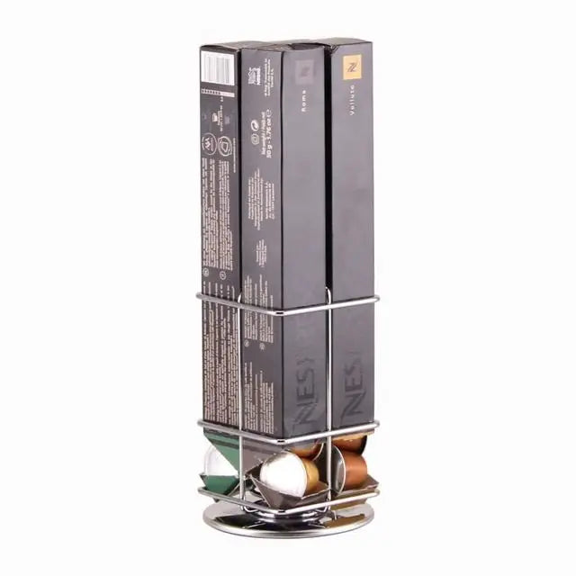 40 Pcs Black Coffee Capsule Storage Rack Metal Rotating Nespresso Storage Rack Kitchen Coffee Tower Stand