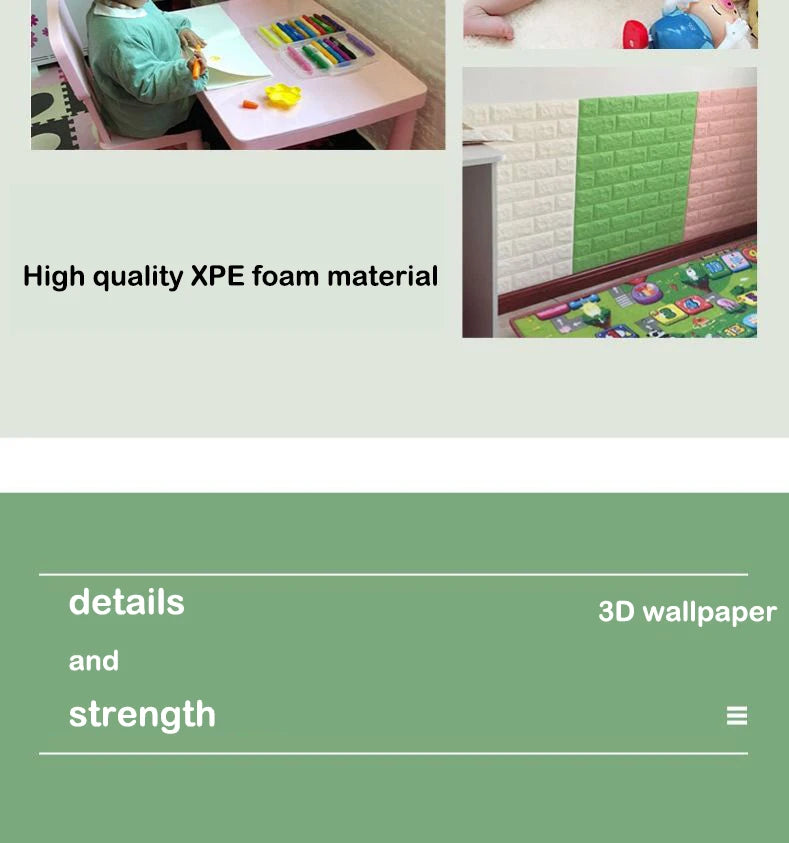 Wallpaper Home brick Foam Panels 3D Wall Stickers Self-adhesive DIY Embossed Stone Wallpaper Home Decor Living Room Kitchen