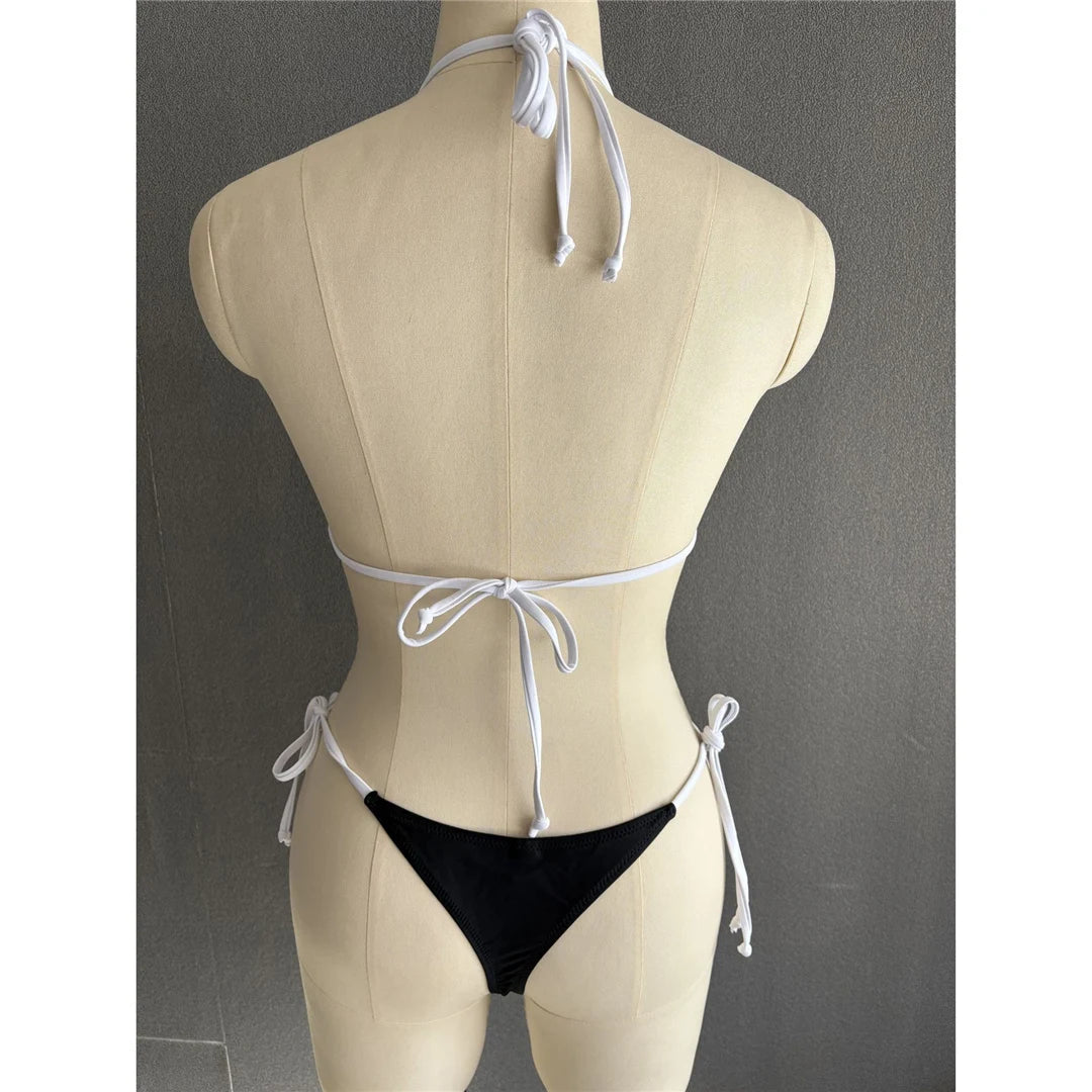 S - XL Sexy Halter Strappy High Cut Bikini Women Swimwear Female Swimsuit Two-pieces Bikini set Bather Bathing Suit Swim V6244