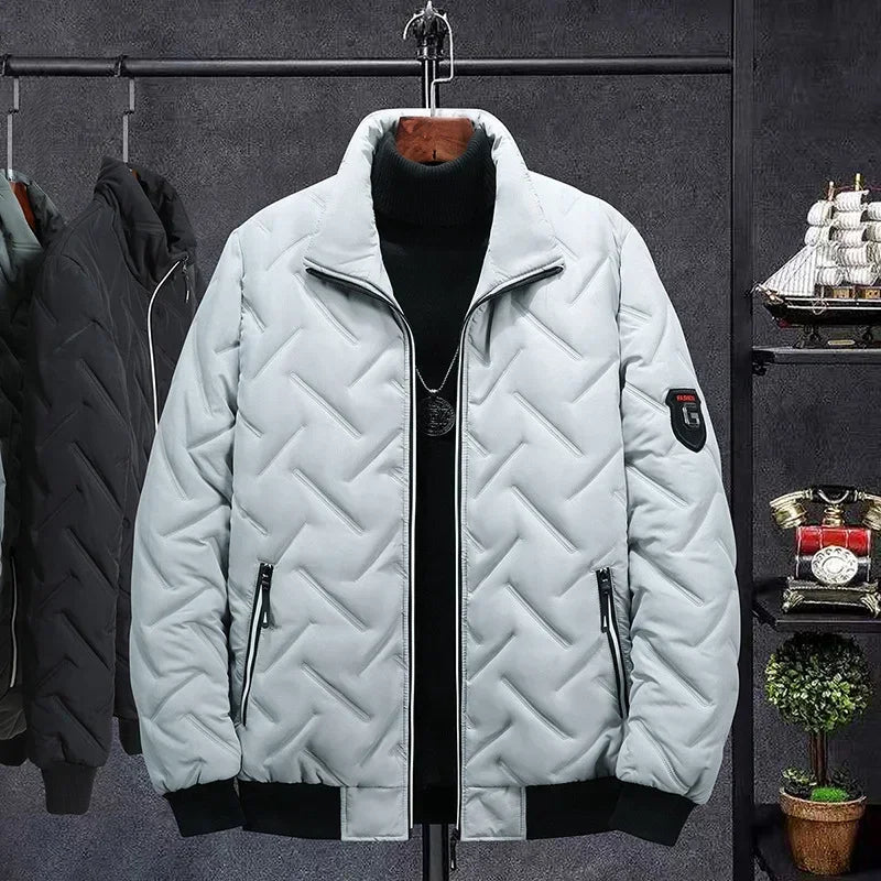 New Autumn Winter Jacket Men Cotton Padded Jacket Korean Fashion Streetwear Casual Jacket Men Stand Collar Coats Jackets 4XL 5XL