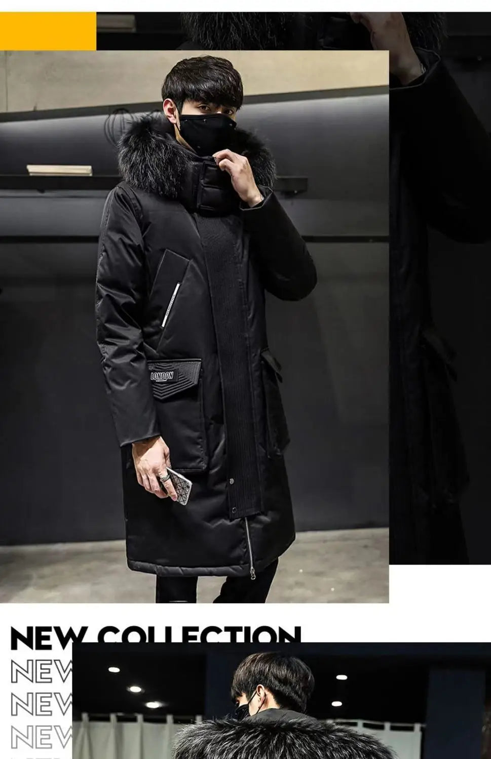 Autumn Winter Thickened Warm Cold-proof Mid-length Over-the-knee Jackets Men's Loose Casual High Street Parkas Male Clothes