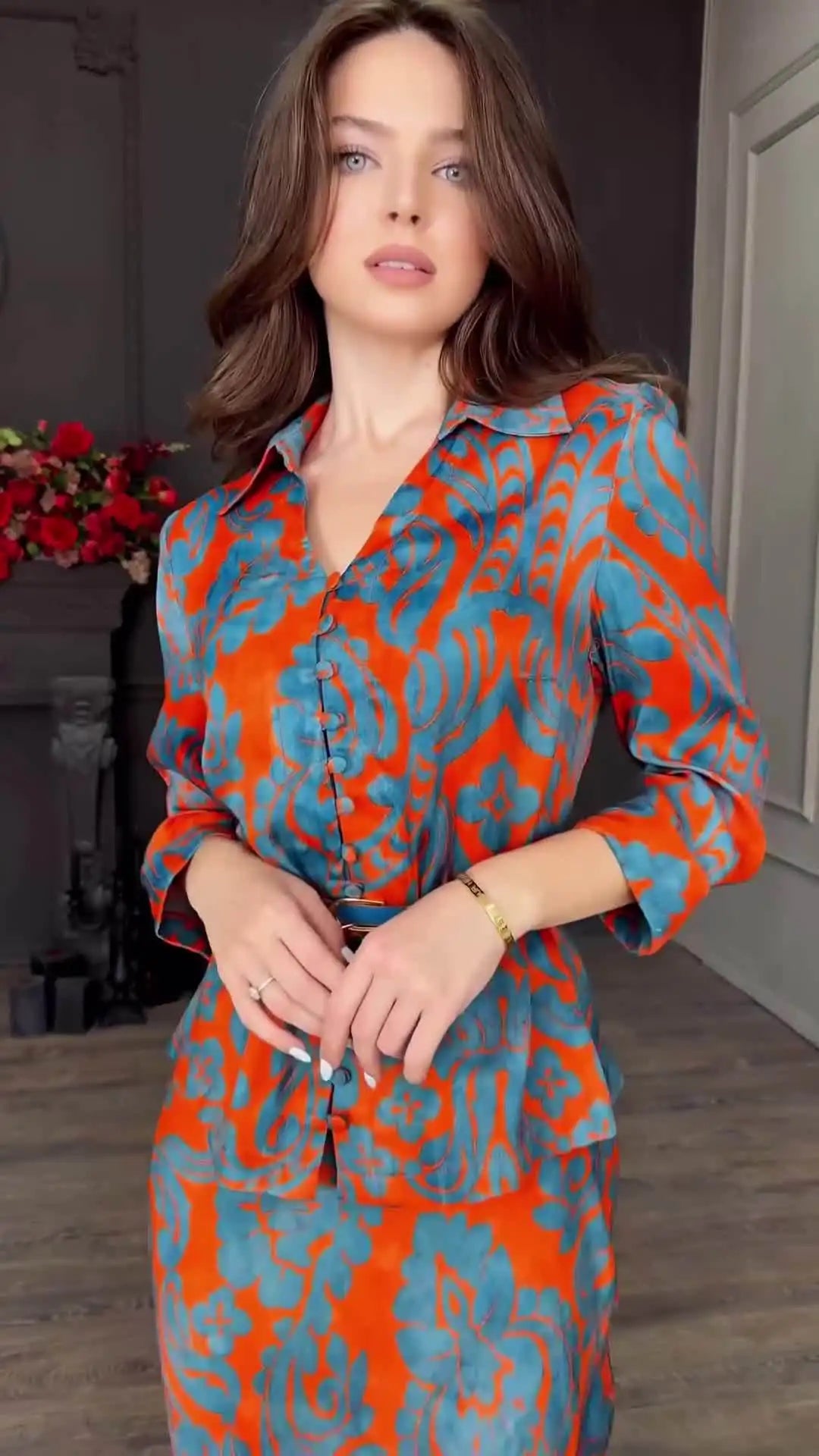European and American Summer New Long Dress for Women. Fashionable Printed, Slim-fitting Retro Skirt and A Casual Dress Set.