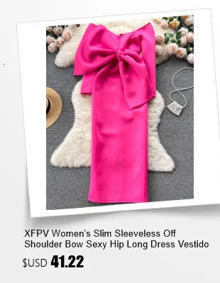 XFPV 2025 Spring New Fashion High-end V-neck Lantern Sleeves High Waist Print Swing Ruffle Edge Chiffon Long Dress Women SM11517