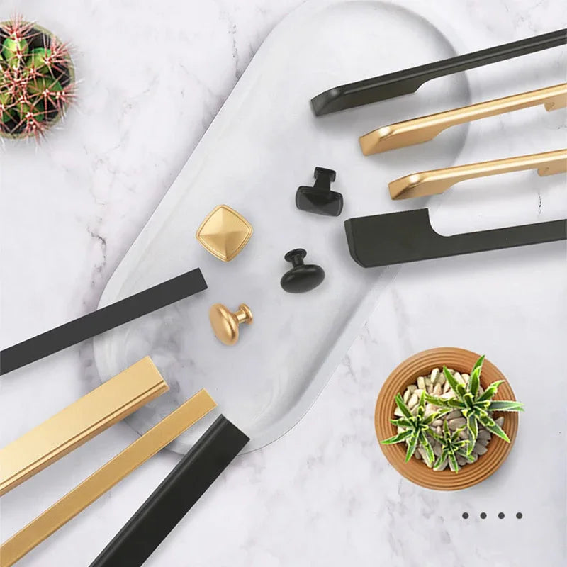 JUIDINTO 1pc Aluminium Cabinet Handle Pulls Black Handle 96-320mm Kitchen Drawer Handle for Furniture Wardrobe Closet