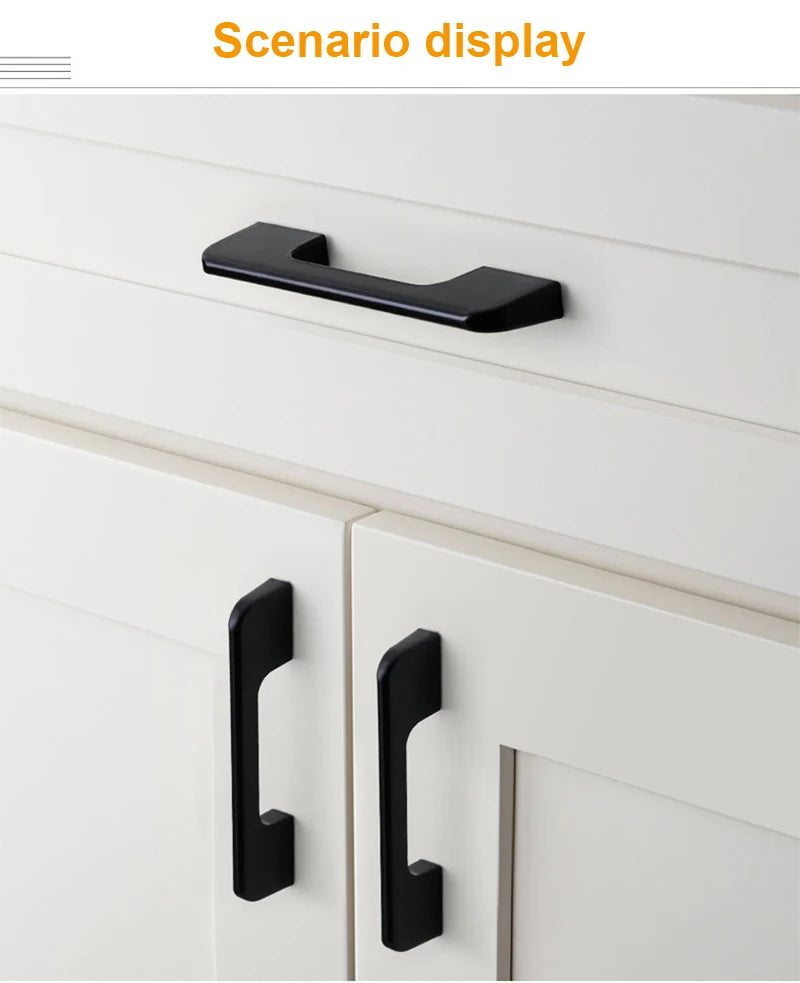 JUIDINTO 1pc Aluminium Cabinet Handle Pulls Black Handle 96-320mm Kitchen Drawer Handle for Furniture Wardrobe Closet