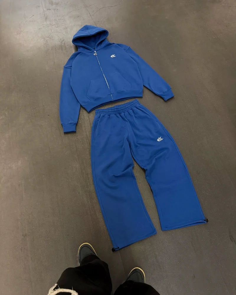 Europe and the United States Vintage Pop Men suit Unique embroidered High Street Harajuku top oversize Fall casual tracksuit