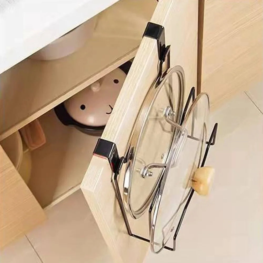 Wall Mounted Pot Cover Rack Suspension Space-saving Cutting Board Drainage Rack Kitchen supply No Punching Required