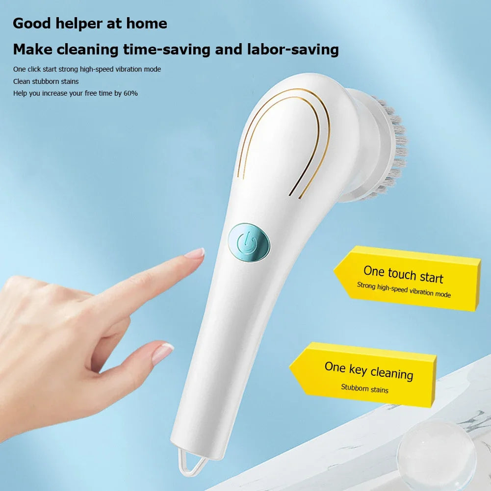Household Cleaning Brush Multifunction USB 5 in 1 Bathroom Supplies Tools Dishwashing Brush Kitchen Gadgets Charging Mode Toilet