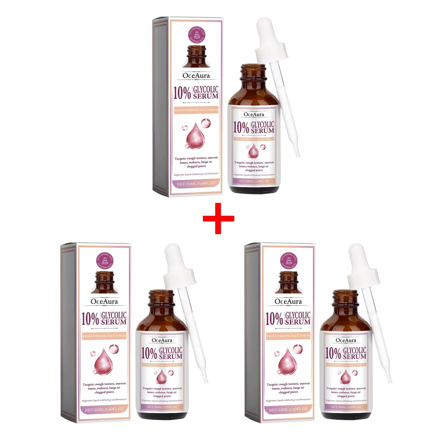 Glycolic Acid 10% Toning Solution Fade Fine Lines Firming Face Serum Improve Facial Dryness Redness Glycolic Acid Repair Essence