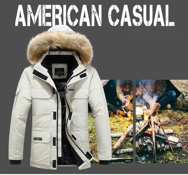 New Men Parkas Coat Windbreaker Big Pockets Wholesale Winter Parkas Men Thicken Coat Fur Hooded Jacket Overcoat Keep Warm Male